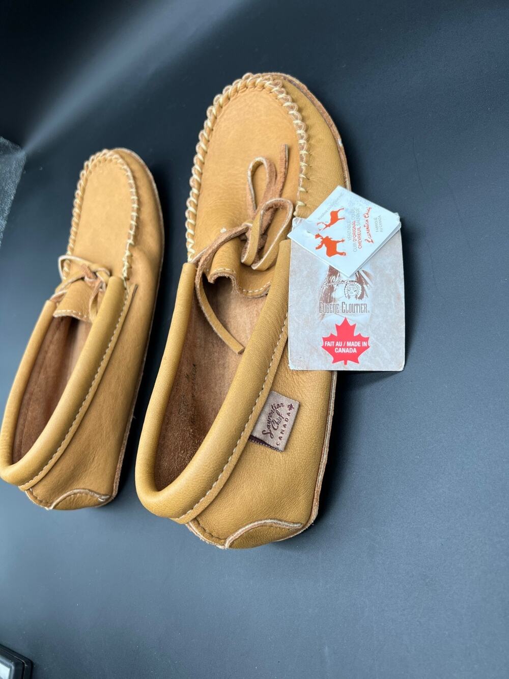 Laurentian Chief Leather Moccasins Men's 11 Brown Handmade Made In Canada #009